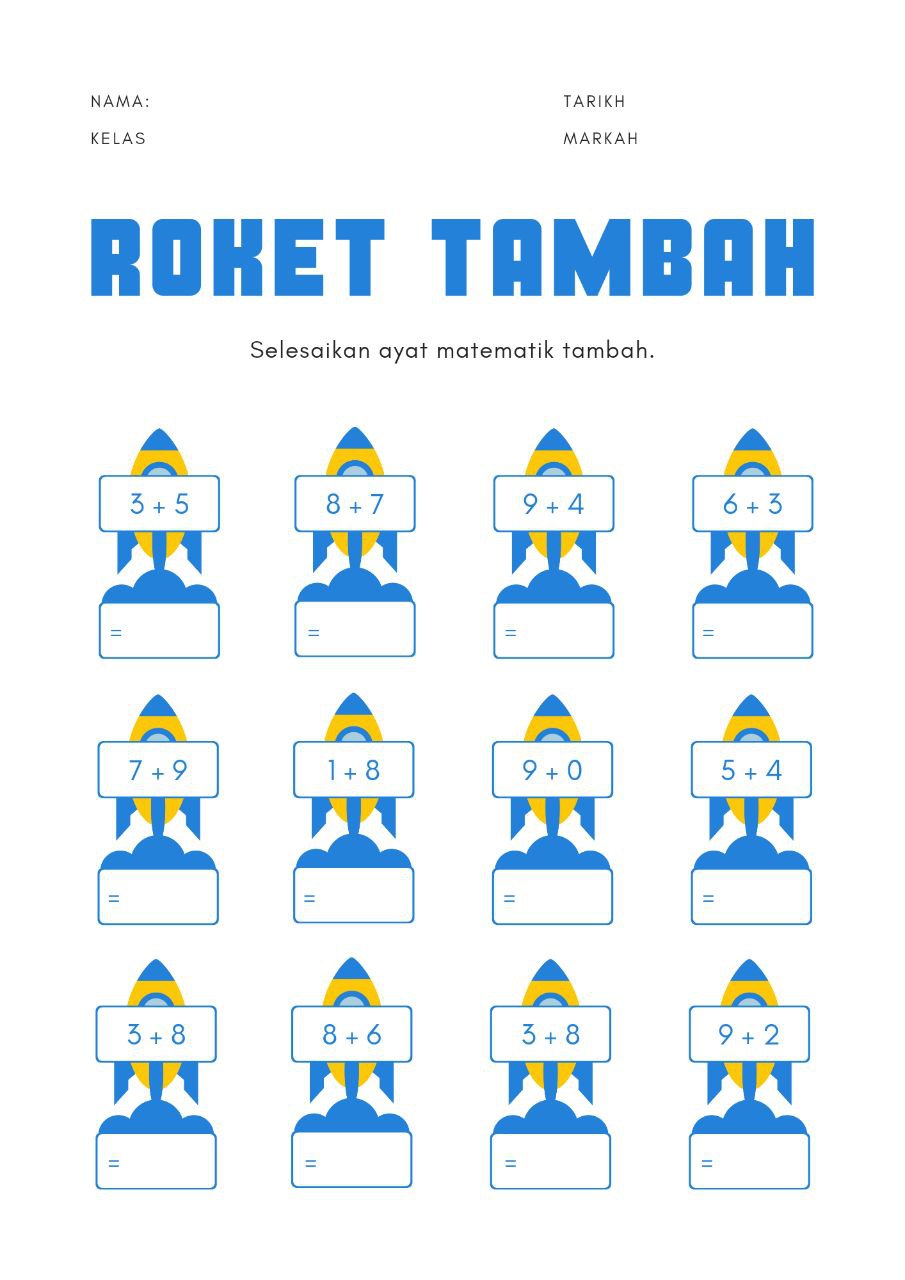 Koleksi Latihan Matematik Tambah Untuk Kanak-Kanak