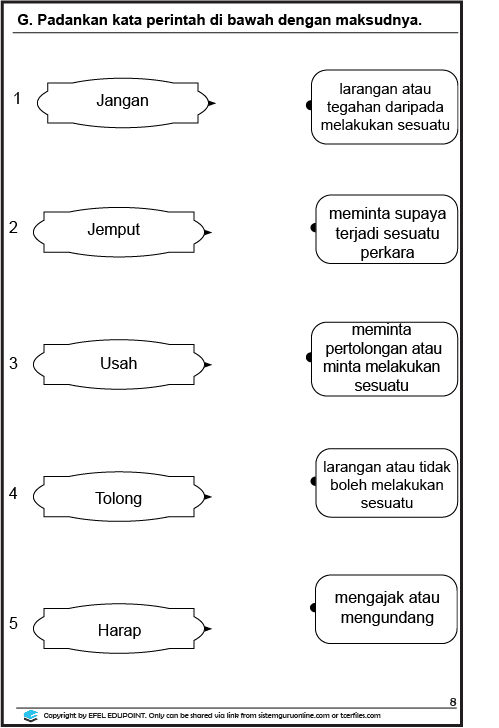Latihan BM Tahun 1 Tema Kebersihan, Muka Surat 8