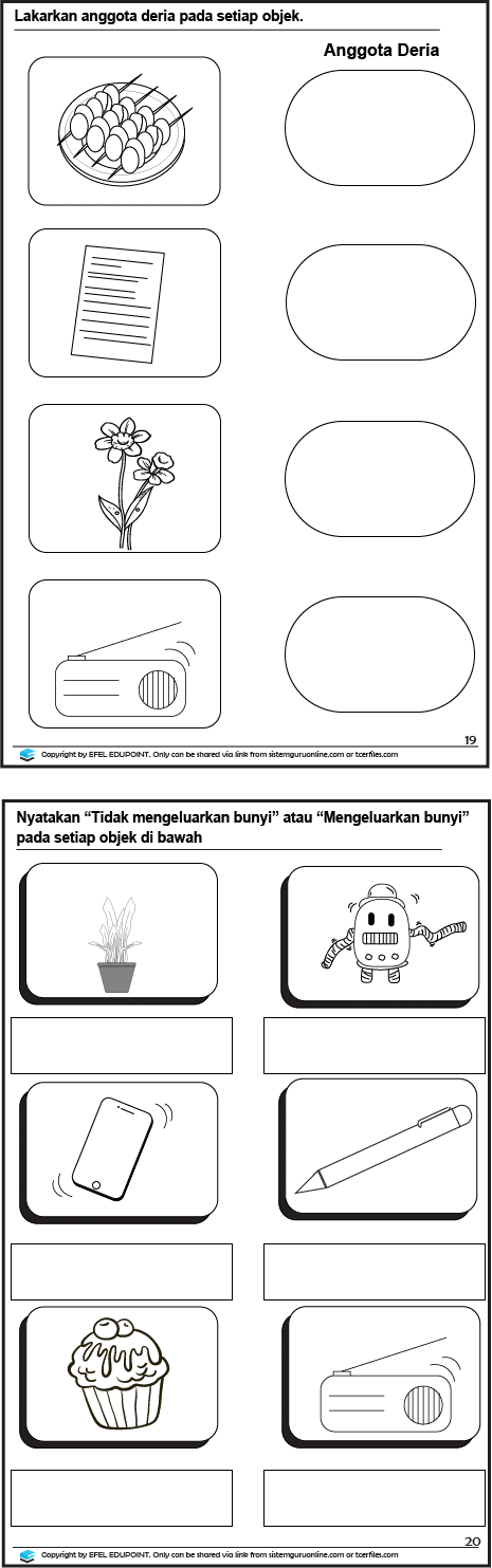 Latihan Sains Tahun 1= Unit: Deria Manusia, Muka Surat 19&20. Deria manusia adalah antara fungsi yang penting kepada badan manusia kerana deria mampu memberikan amaran kepada otak untuk menyelamatkan seseorang individu. SAINS TAHUN 1, UNIT 4 MANUSIA, MUKA SURAT 19 DAN 20