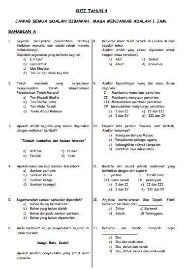 Muat turun Bahan Ujian akhir sesi akademik UASA sejarah tahun 4 sebagai bahan bantuan persediaan menduduki peperiksaan akan datang. Persiapan ini membantu pelajar menguasai subjek sejarah tahun 4 dengan menjawab soalan latih tubi yang admin kongsikan di bawah. Muat Turun Bahan Ujian Akhir Sesi Akademik UASA Sejarah Tahun 4