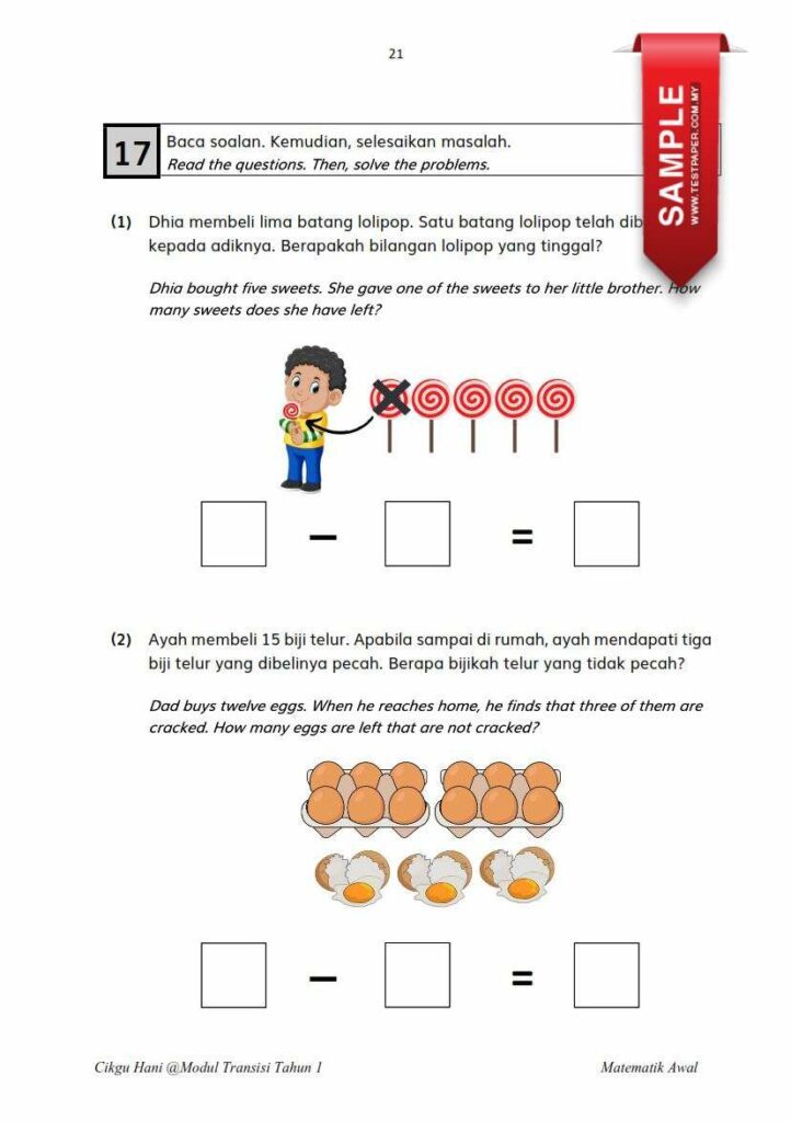 Modul Transisi Tahun 1 Matematik dalam Dwibahasa DLP ini meruapakan asas kepada pembangunan minda yang mantap, kemahiran matematik merupakan elemen penting dalam perkembangan kanak-kanak pada peringkat awal pendidikan. Seperti yang diungkapkan oleh Datuk Seri Mahdzir Khalid, "Matematik adalah bahasa yang paling asas dalam pembelajaran." Oleh itu, memastikan murid Tahun 1 menguasai matematik dengan baik adalah penting untuk membina landasan yang kukuh bagi perkembangan akademik mereka di masa hadapan.