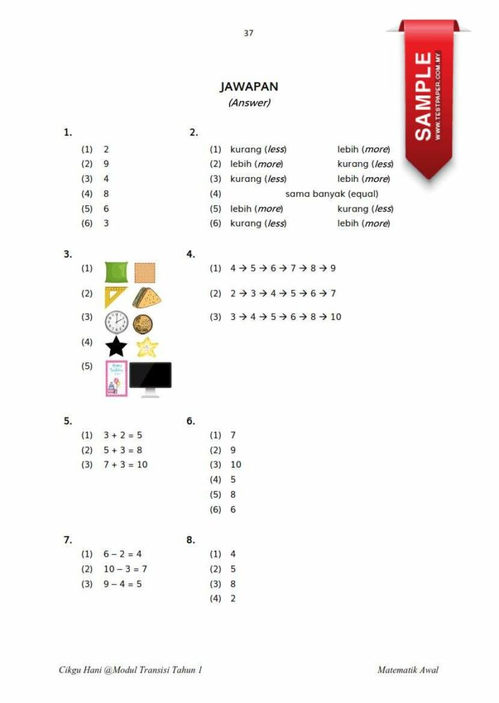 Modul Transisi Tahun 1 Matematik dalam Dwibahasa DLP ini meruapakan asas kepada pembangunan minda yang mantap, kemahiran matematik merupakan elemen penting dalam perkembangan kanak-kanak pada peringkat awal pendidikan. Seperti yang diungkapkan oleh Datuk Seri Mahdzir Khalid, "Matematik adalah bahasa yang paling asas dalam pembelajaran." Oleh itu, memastikan murid Tahun 1 menguasai matematik dengan baik adalah penting untuk membina landasan yang kukuh bagi perkembangan akademik mereka di masa hadapan.