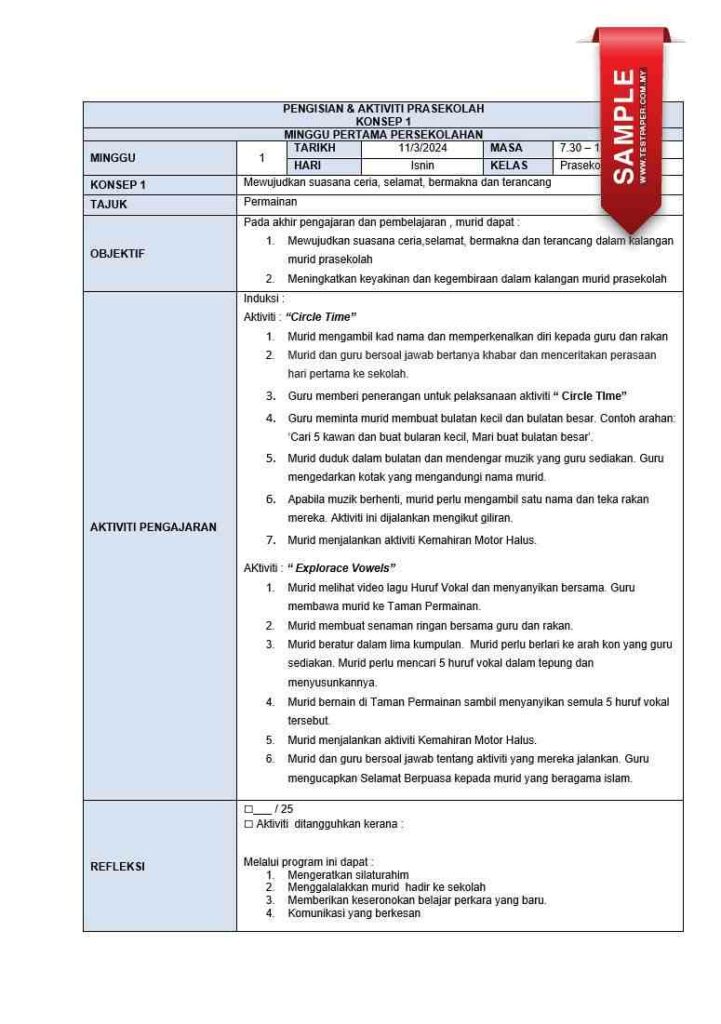 Rph Prasekolah Lengkap 1 Tahun Termasuk Modul And Lembaran Kerja Aktiviti Murid Download Rph Rpt