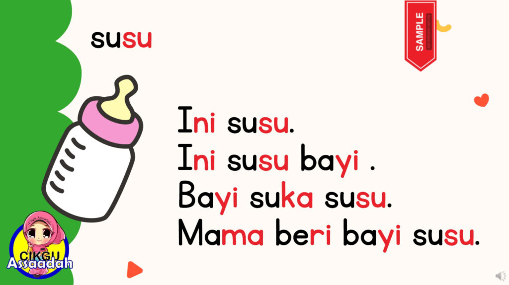 Kagum! Itulah yang admin rasa bila terjumpa modul ini hari ini semasa mencari bahan prasekolah tadi. Slaid Bacaan prasekolah & tadika terbaik pernah admin jumpa! Ya, satu set lengkap semua ada telah dihimpunkan oleh editor iaitu Cikgu Assaadah yang sudah berpengalaman 15 tahun dalam dunia prasekolah ini!