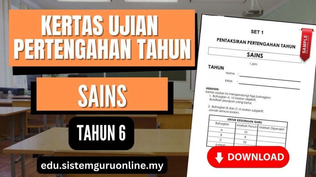 Kertas Ujian Pertengahan Tahun Sains Tahun 6 adalah alat penting dalam menilai tahap pemahaman murid terhadap subjek Sains. Disediakan dengan teliti oleh Cikgu Sains, modul ini memastikan bahawa setiap aspek pembelajaran diukur dengan tepat. Dengan format dwibahasa, ujian ini membolehkan murid menguasai kedua-dua Bahasa Melayu dan Bahasa Inggeris sambil memahami konsep-konsep sains yang penting. Artikel ini akan membincangkan ciri-ciri, cara mendapatkan, kelebihan, dan panduan untuk guru dalam menyediakan Ujian Pertengahan Tahun Sains Tahun 6. BAHAN UJIAN PERTENGAHAN TAHUN SAINS TAHUN 6