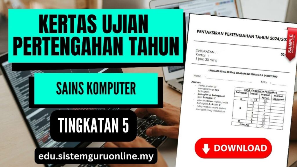 Ujian Pertengahan Tahun Sains Komputer Tingkatan 5 merupakan salah satu aspek penting dalam pengukuran pencapaian pelajar dan keberkesanan pengajaran di peringkat pendidikan menengah. Bagi mata pelajaran Sains Komputer pada peringkat Tingkatan 5, bahan ujian pertengahan tahun perlu disusun dengan teliti bagi memastikan kefahaman yang mendalam terhadap konsep-konsep asas dan aplikasi dalam bidang ini. Artikel ini bertujuan untuk memberikan penerangan, sumber muat turun, serta nasihat untuk pelajar dan panduan bagi guru dalam menyediakan pelajar menghadapi ujian pertengahan tahun Sains Komputer. Ujian Pertengahan Tahun Sains Komputer Tingkatan 5