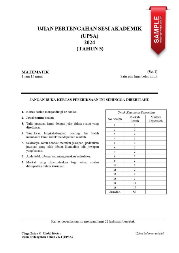 Ujian Pertengahan Tahun Matematik Tahun 5 adalah salah satu titik fokus penting dalam pengajian setiap tahun. Untuk pelajar tahun 5, Matematik mungkin salah satu mata pelajaran yang menimbulkan cabaran. Bagi memastikan pelajar bersedia menghadapi ujian ini, koleksi bahan ujian pertengahan tahun Matematik tahun 5 diperlukan. Dalam artikel ini, kita akan meneroka pilihan bahan yang sesuai untuk membantu pelajar dan guru bersedia dengan lebih baik. Download Bahan Ujian Pertengahan Tahun Matematik Tahun 5