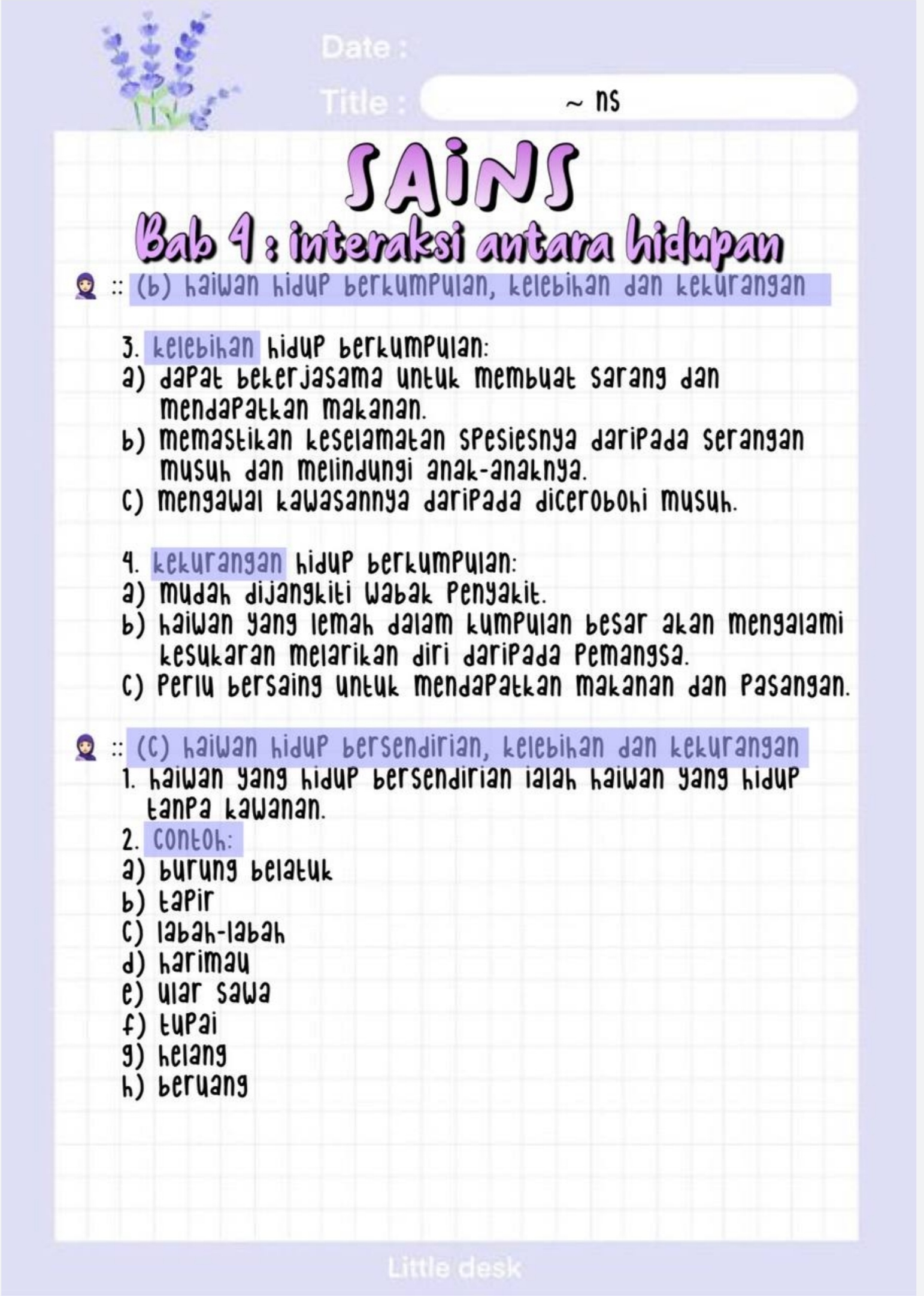 NOTA INTERAKSI ANTARA HIDUPAN SAINS TAHUN 6 - Download RPH RPT SOALAN ...