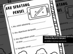 Latih Tubi Tajuk Barang Saya Subjek Bahasa Melayu Tahun 1