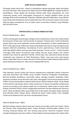 Sinopsis Di Sebalik Dinara Novel Bahasa Melayu  Tingkatan 4 