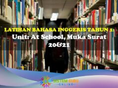 Latihan Bahasa Inggeris Tahun 1 = Unit: At School, Muka Surat 20&21 Latihan Bahasa Inggeris Tahun 1 At School Ms 20&21