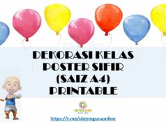 DEKORASI KELAS : POSTER SIFIR (SAIZ A4) PRINTABLE