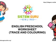 ENGLISH PRESCHOOL WORKSHEET (TRACE AND COLOURING)