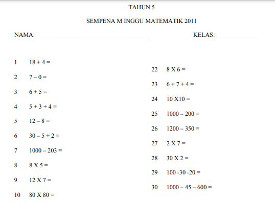 Persediaan Ujian Akhir Sesi Akademik UASA Matematik Tahun 5 - Download ...