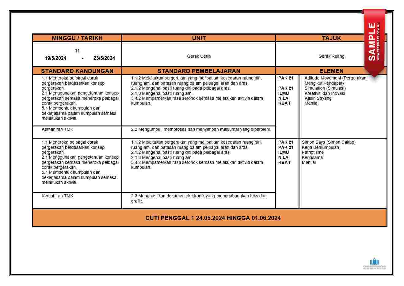 Download Lengkap RPH Pendidikan Jasmani Tahun 1 Terkini - Download RPH ...